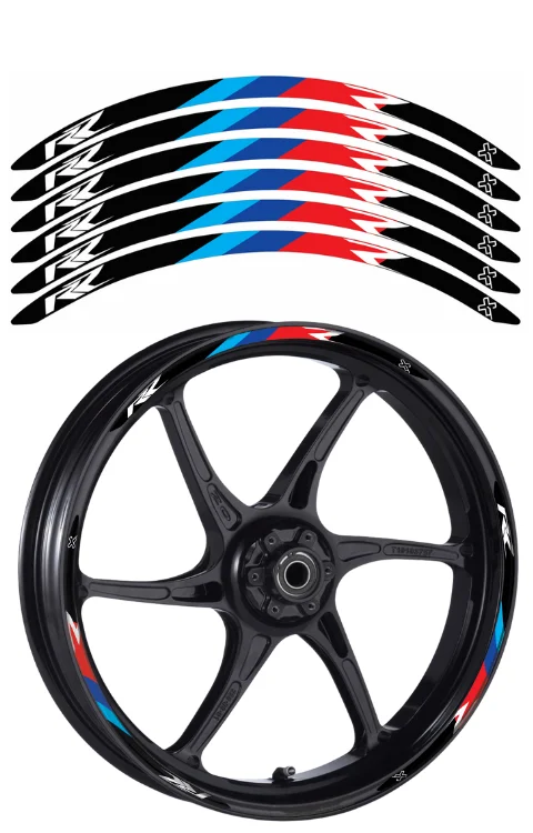 Alloy Wheel Radium Sticker Compatible with Universal Bike | Printed In Premium Radium With FPF(Fade Protection Film), Water Proof, Precut Sticker, Pack Of 12